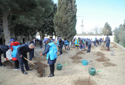 IDEA rəhbəri Leyla Əliyevanın iştirakı ilə “Məktəb bağları” layihəsinə start verilib